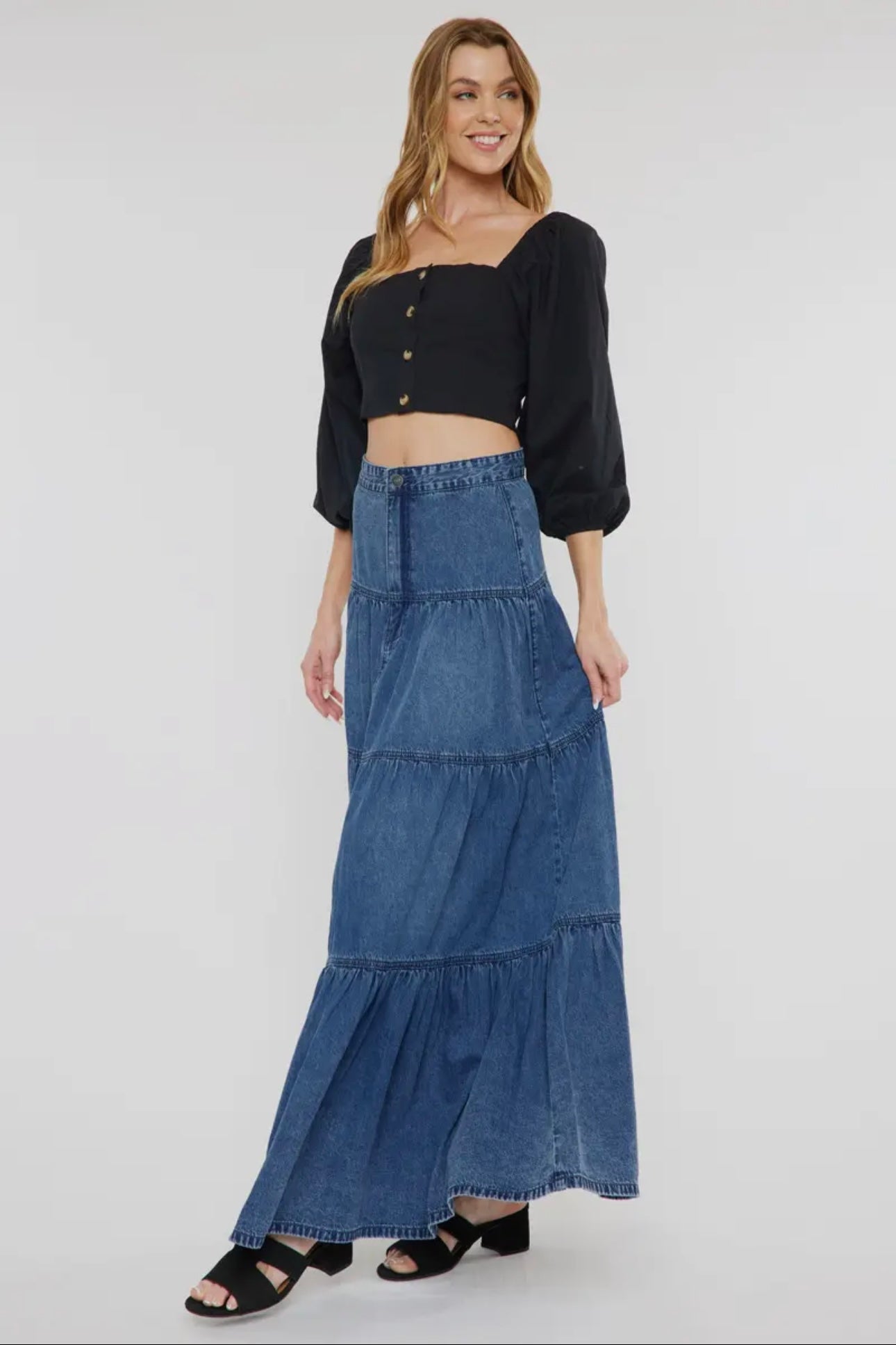 Kancan Ruffled Denim Skirt