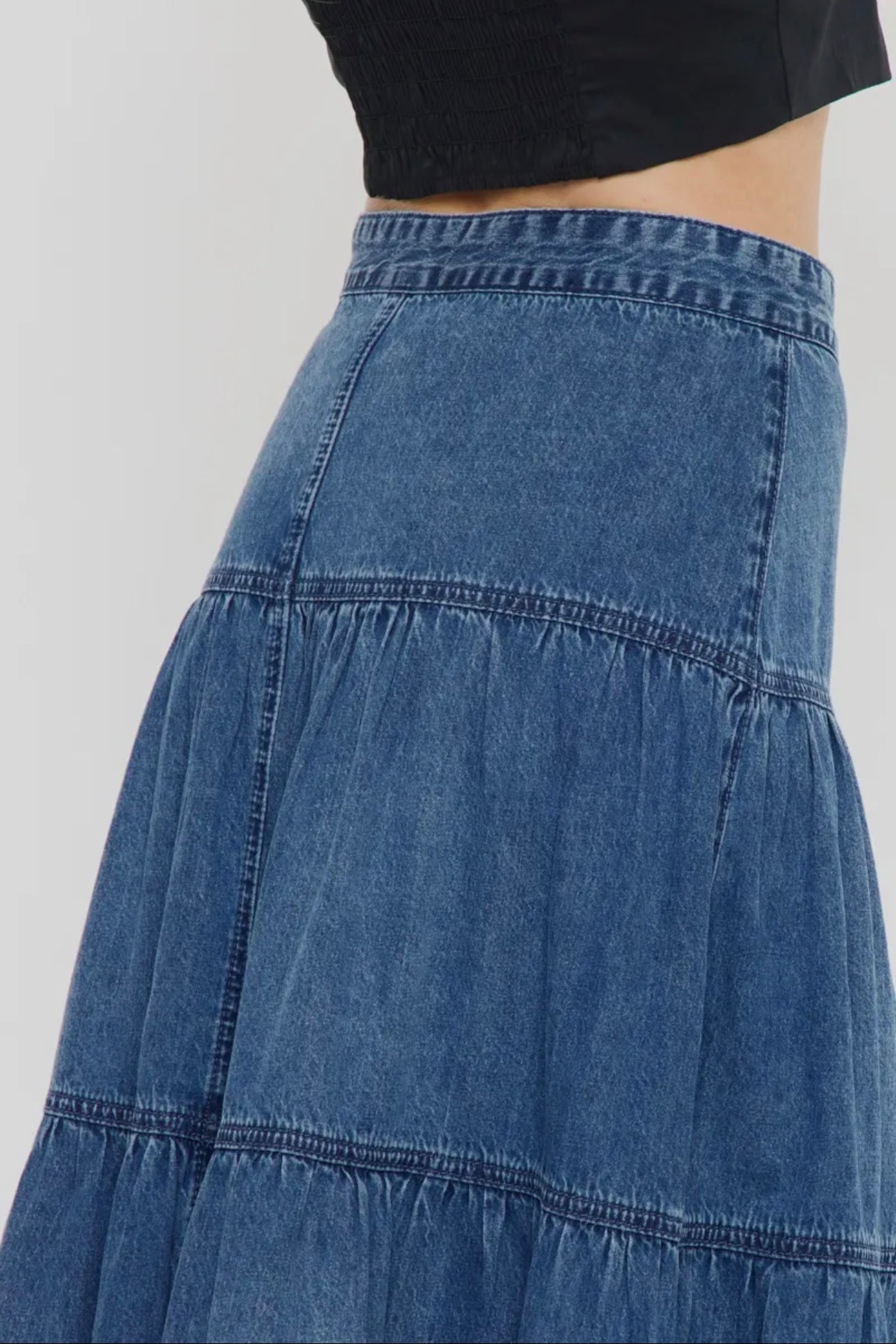 Kancan Ruffled Denim Skirt