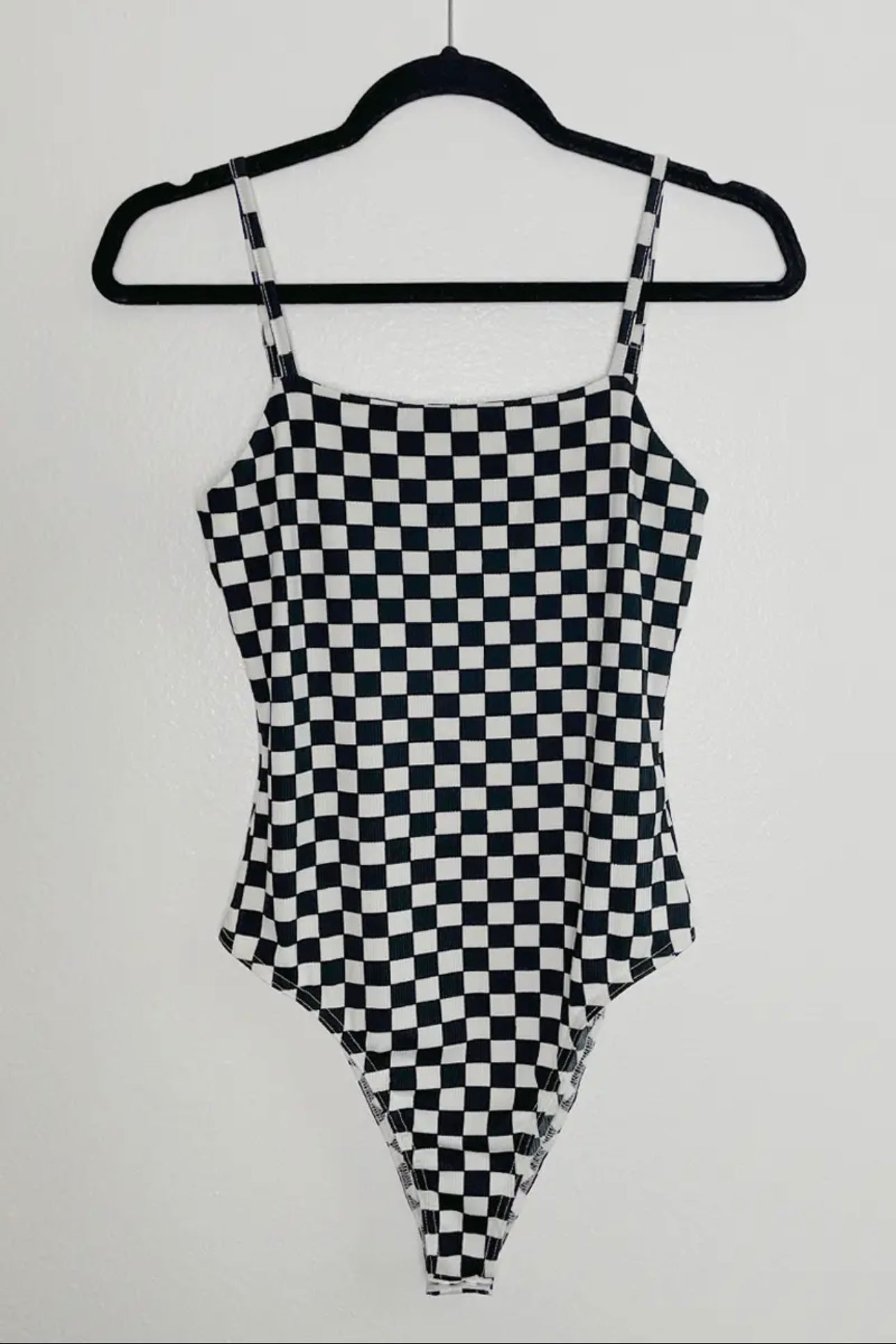 Checkered Ribbed Body Suit