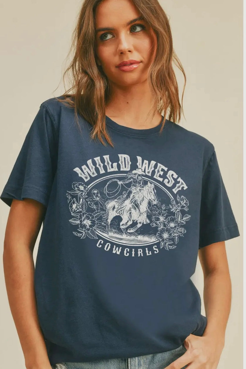 Wild West Cowgirls and Flowers Graphic Tee