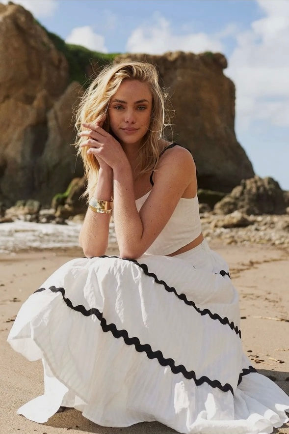 maxi dress crop top Elegant Strapless Floral Lace Crop Top & Maxi Skirt Two-Piece Set Likemychoice