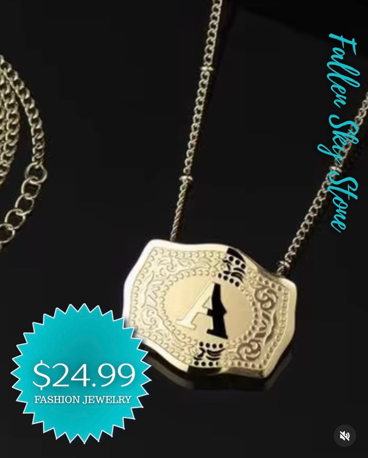 Gold Initial Belt Buckle Pendant Necklace | Personalized Letter Charm | Western Fashion Jewelry