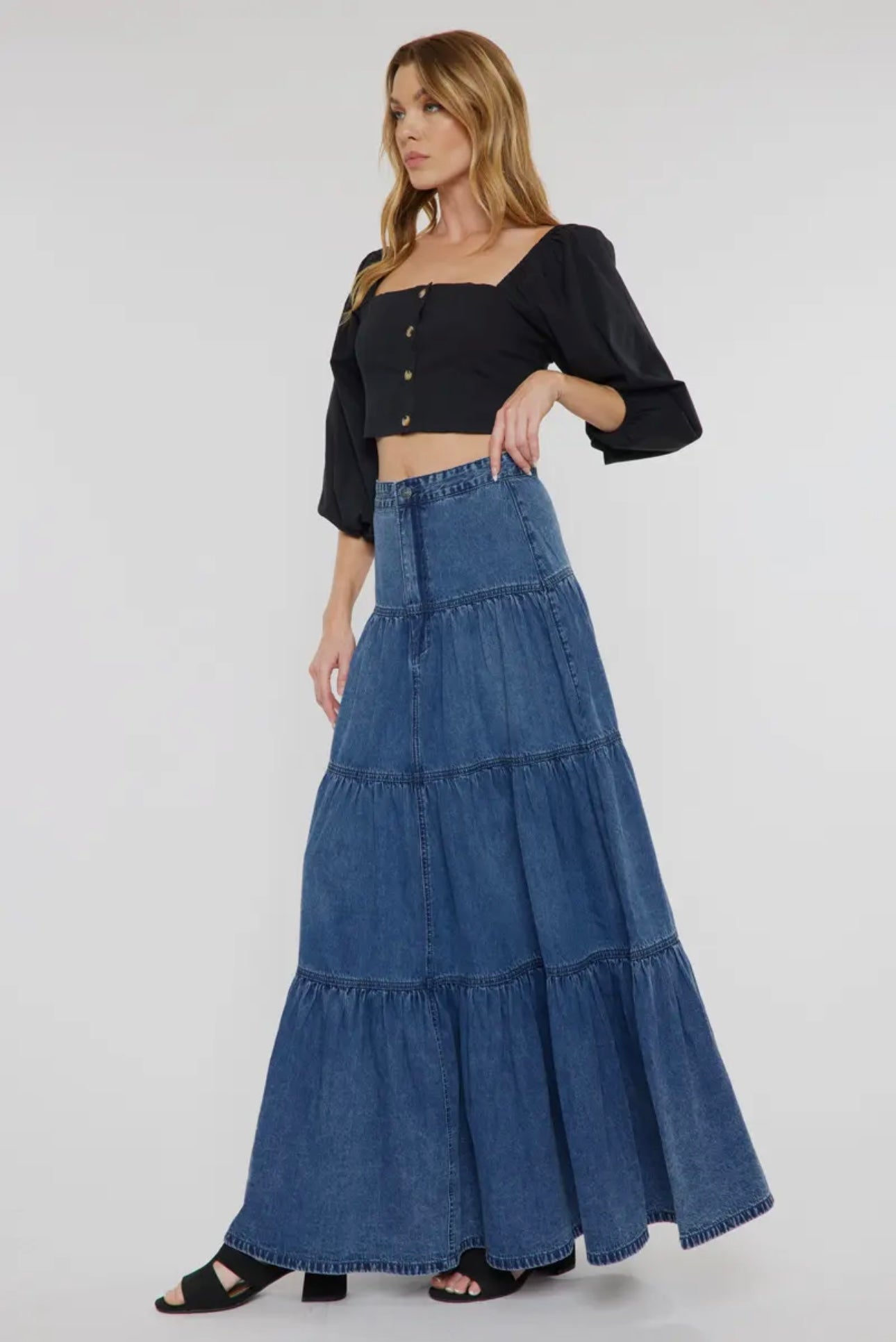 Kancan Ruffled Denim Skirt