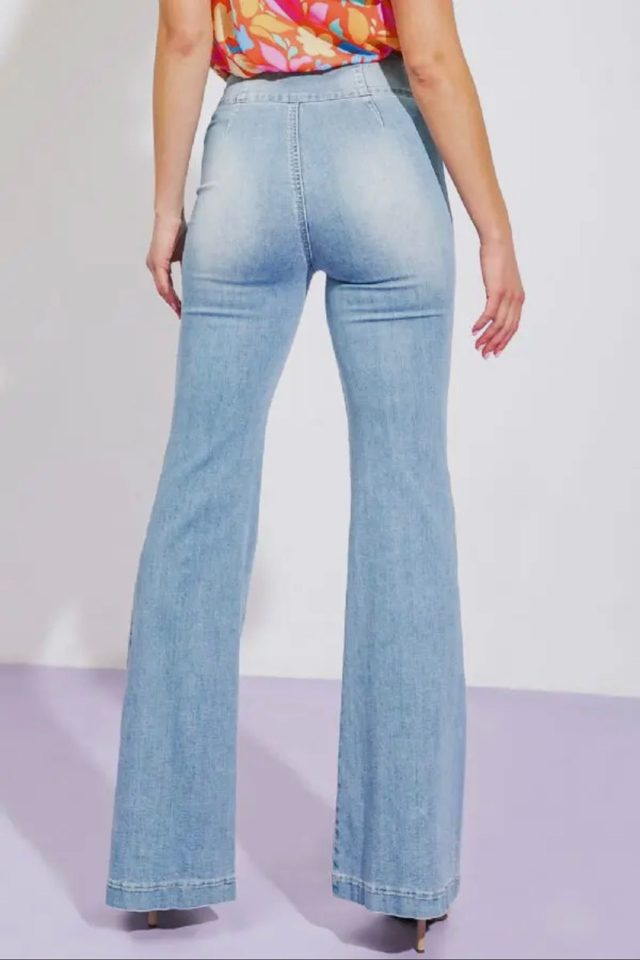 Washed Denim Pleated Pants
