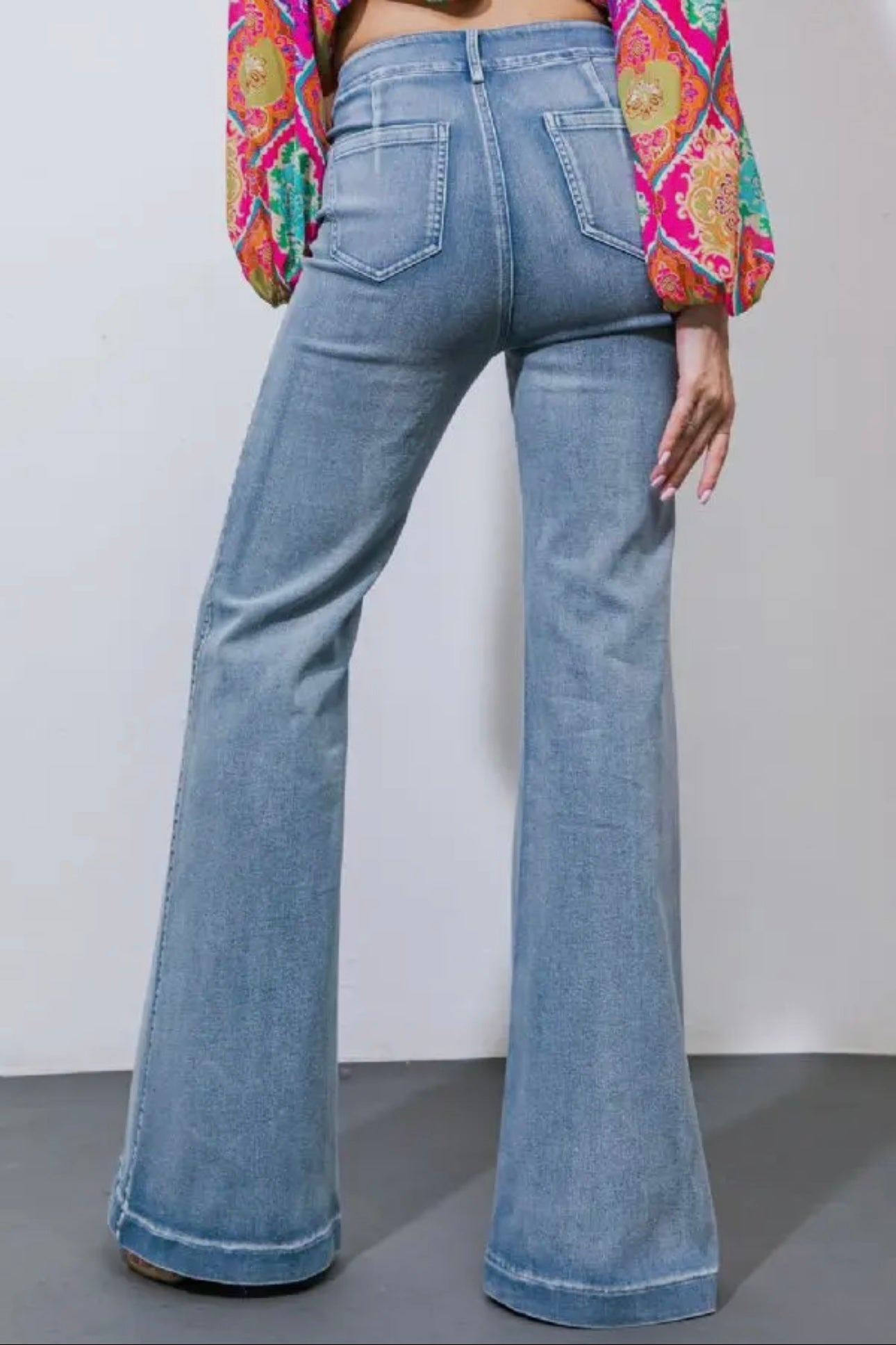Silver Stud Washed Denim Pants