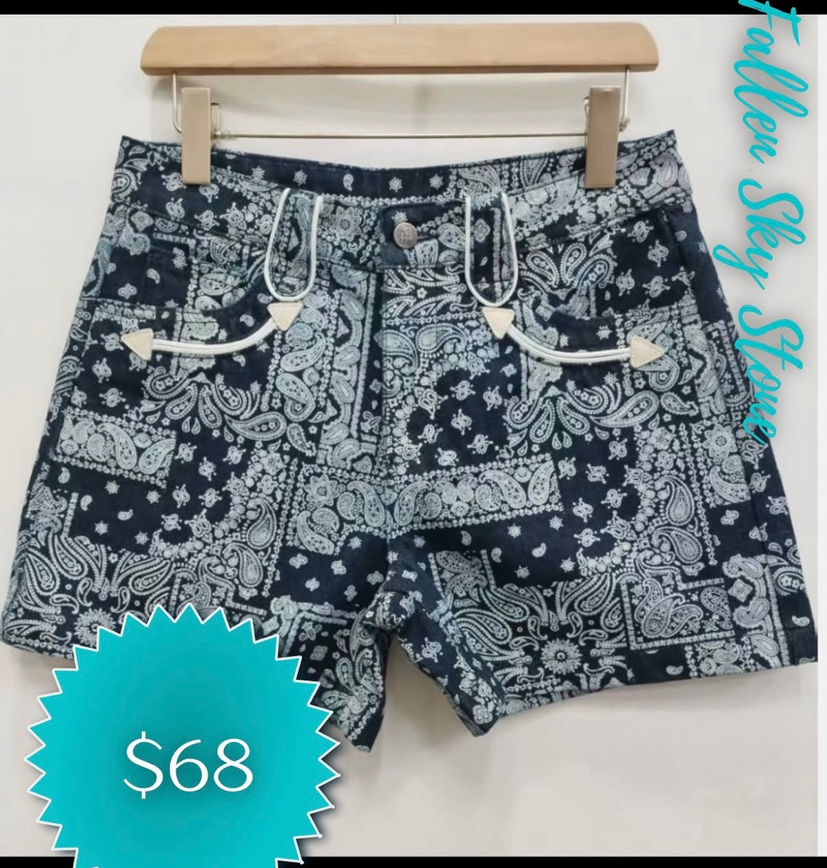 Bandana Print Shorts with Contrast Stitching