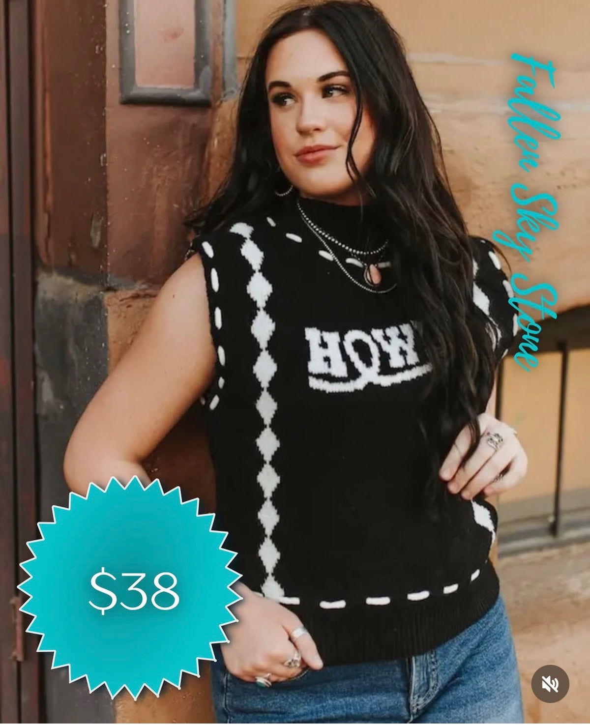 Black “Howdy” Knit Sweater Vest