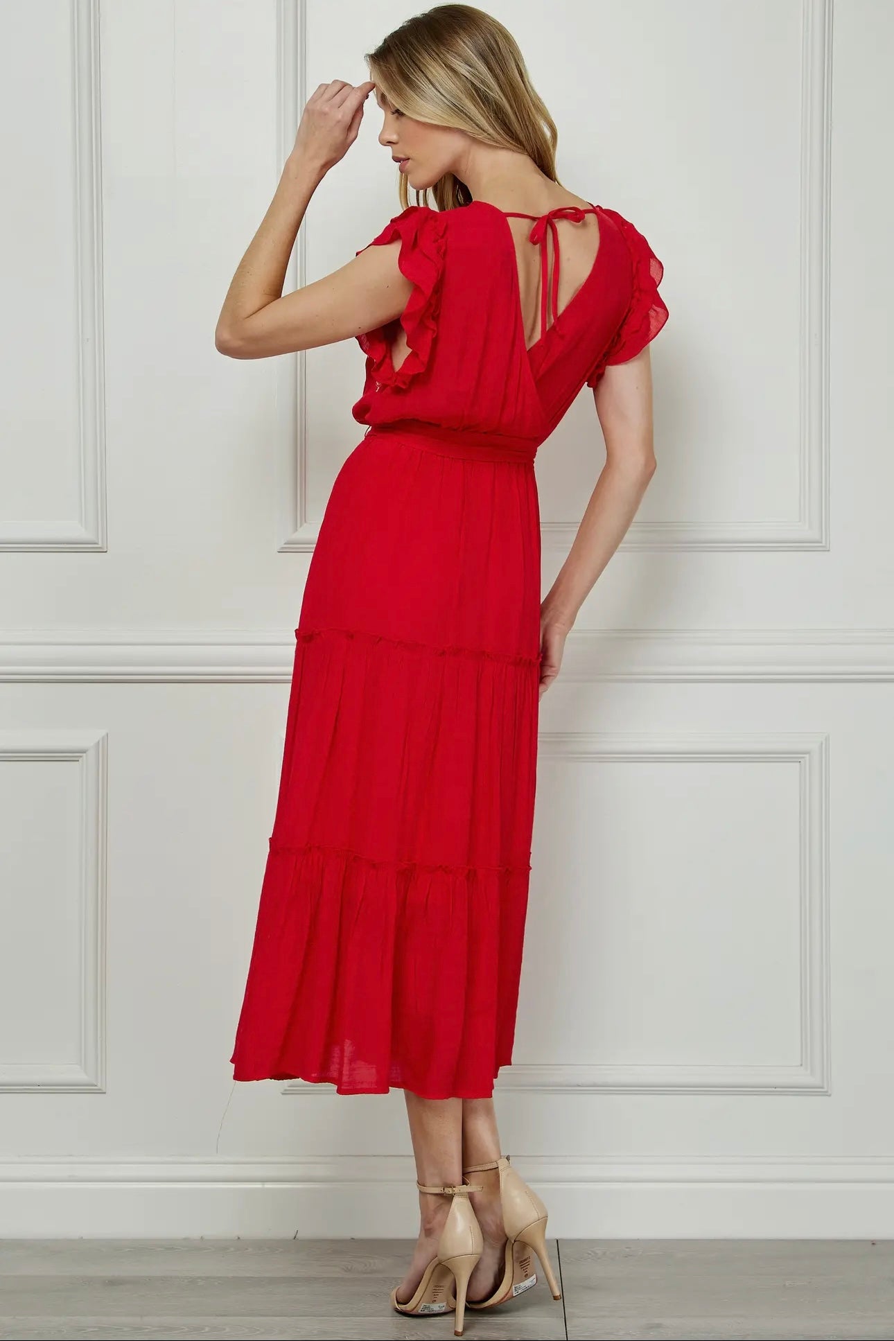 Embroidered Peasant Dress with Lining
