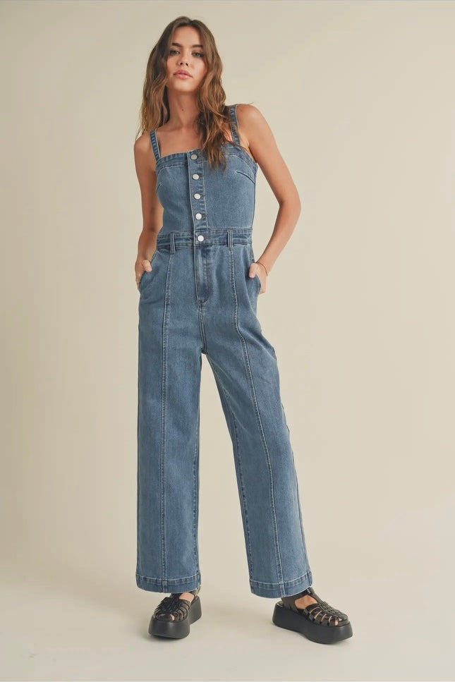 Buttondown Corset Style
Denim Jumpsuit
