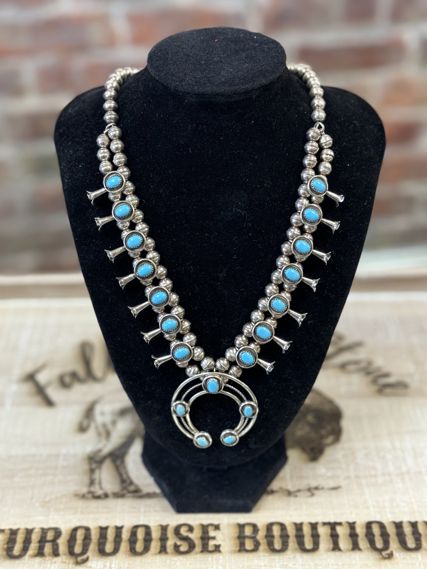Sterling Silver and Turquoise Squash Blossom