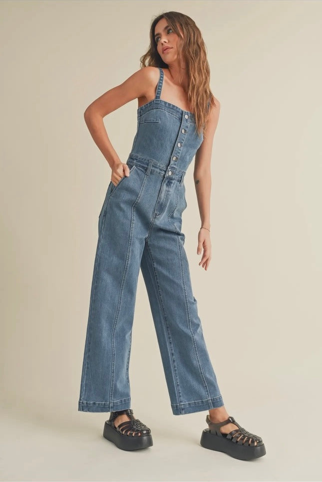 Buttondown Corset Style
Denim Jumpsuit