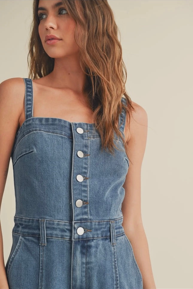 Buttondown Corset Style
Denim Jumpsuit