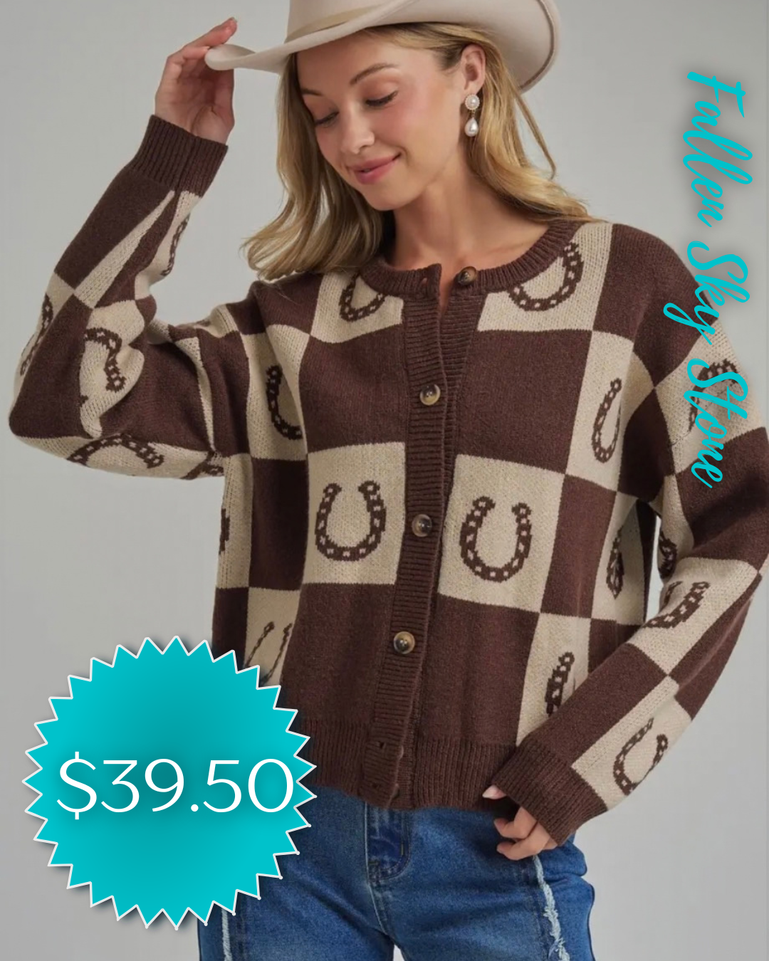 Horseshoe Checkered Cardigan
