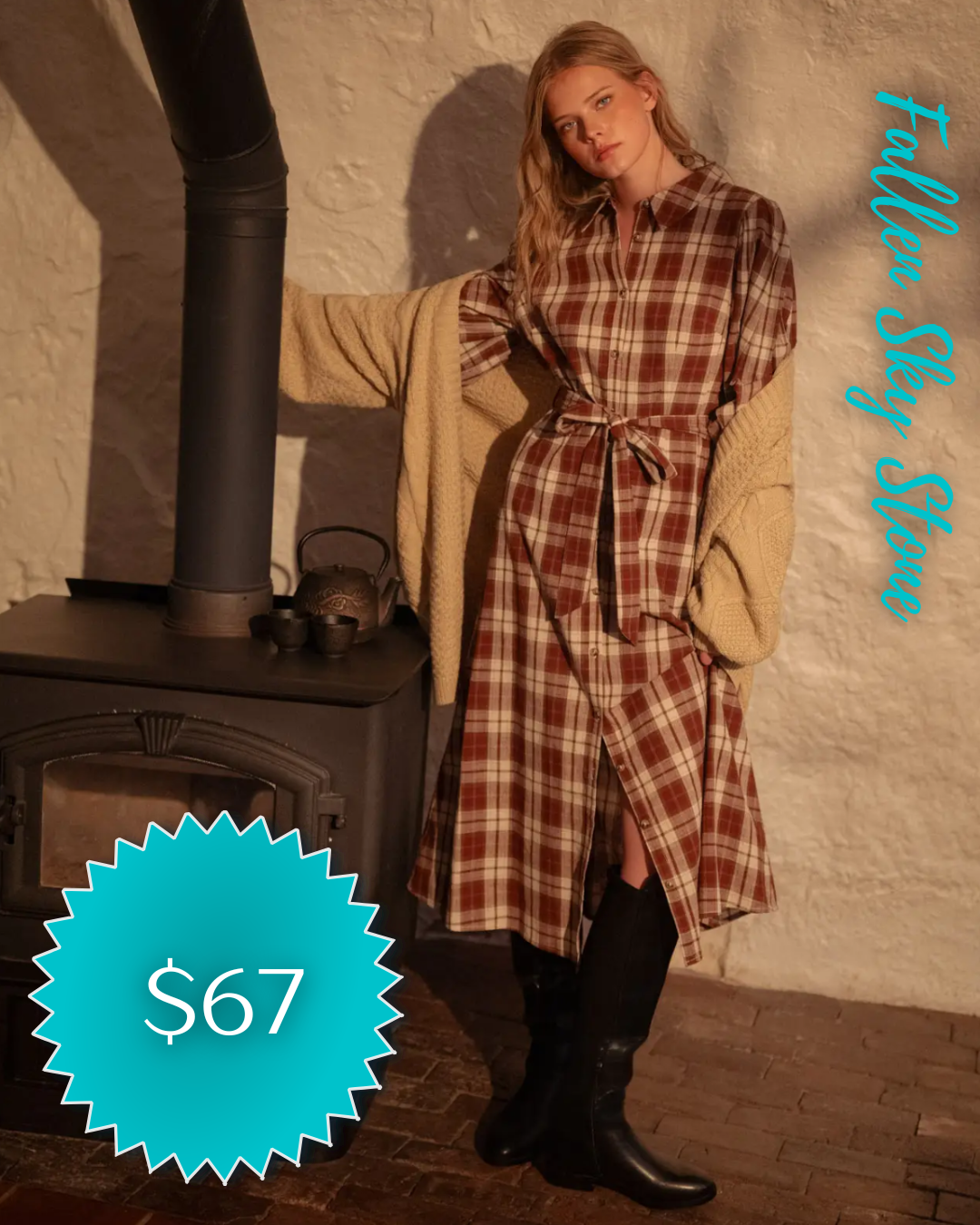Plaid Button-Front Shirt Dress