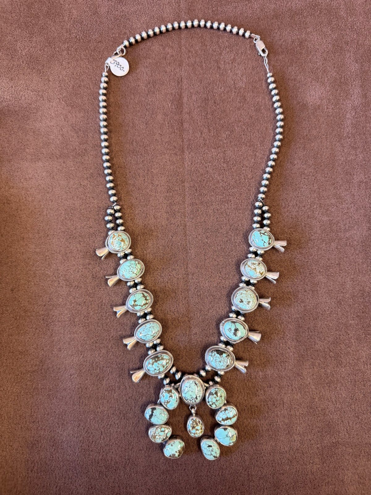 Blue Moon Turquoise Squash Blossom Necklace, Turquoise Statement Necklace, Southwestern Western Jewelry, Turquoise Pendant, Boho Necklace