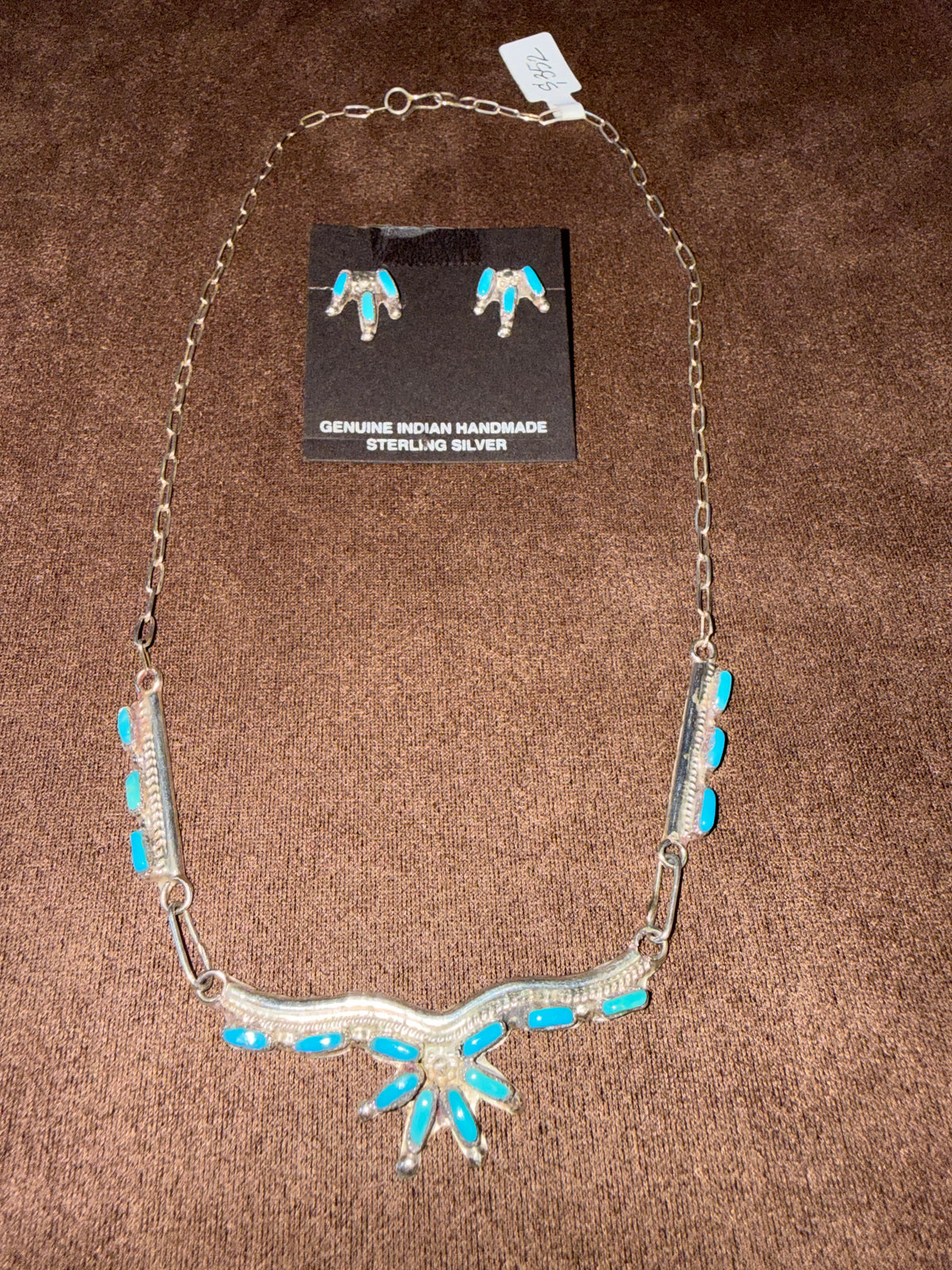 Turquoise Eagle Necklace & Earrings Set Sterling Silver | Genuine Navajo Handmade Southwestern Jewelry 2-Piece Set