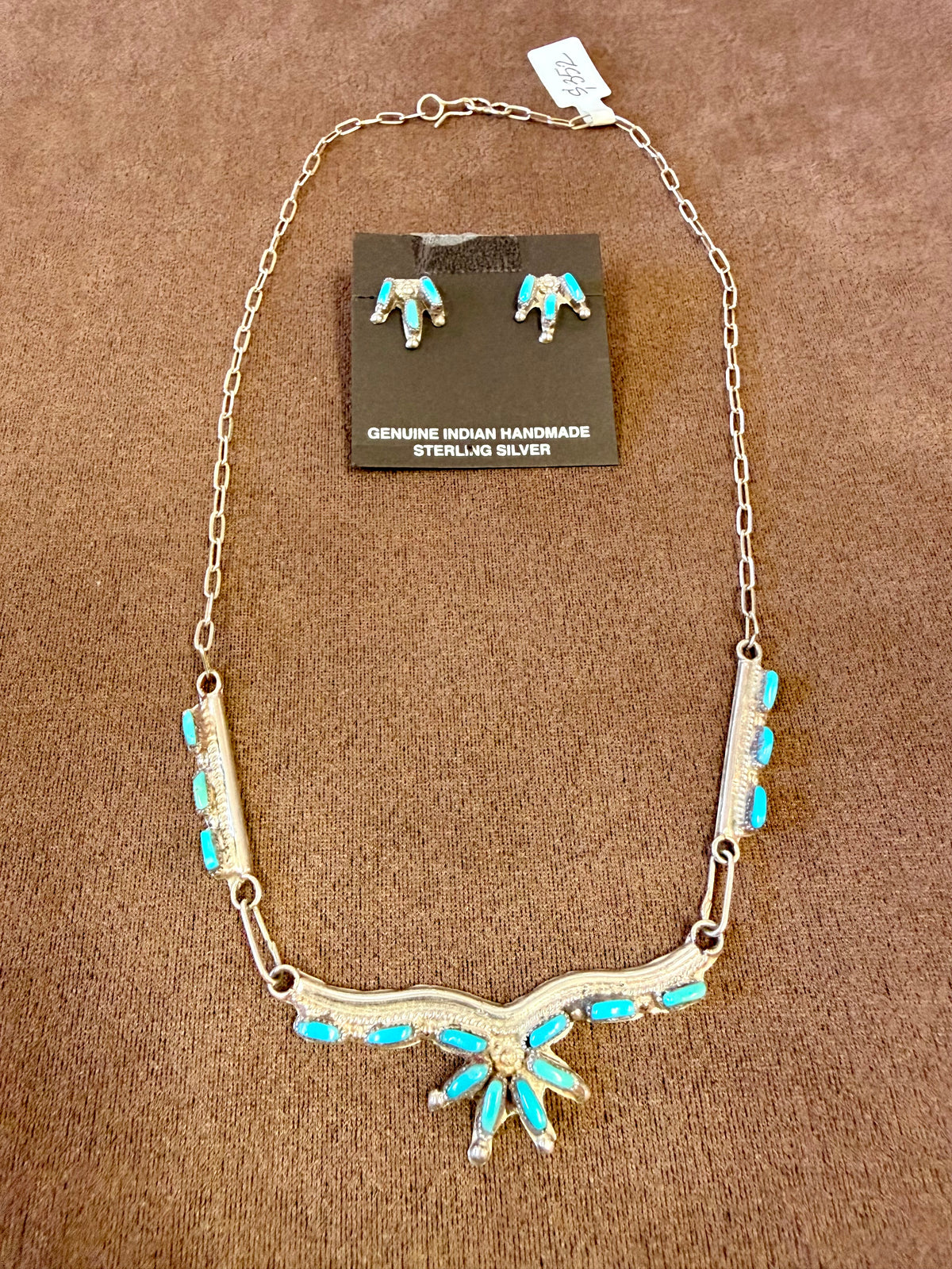 Turquoise Eagle Necklace & Earrings Set Sterling Silver | Genuine Navajo Handmade Southwestern Jewelry 2-Piece Set