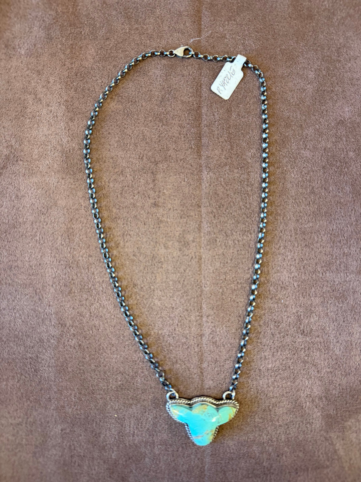 Highlander Cow Turquoise Pendant Necklace | Navajo Handmade by Paul Yazzie | Sterling Silver Statement Jewelry