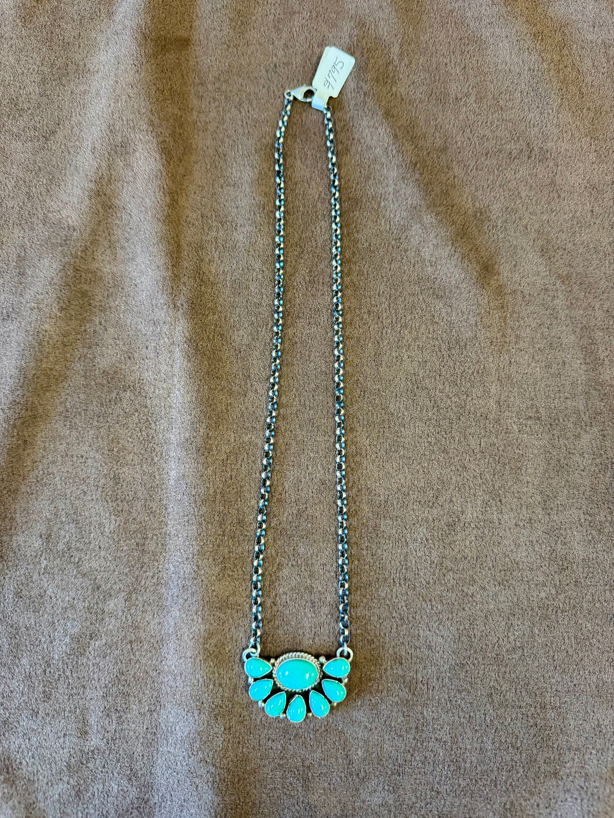 Turquoise Cluster Necklace, Turquoise Pendant Necklace, Southwestern Jewelry, Turquoise Statement Necklace, Western Jewelry, Boho Necklace