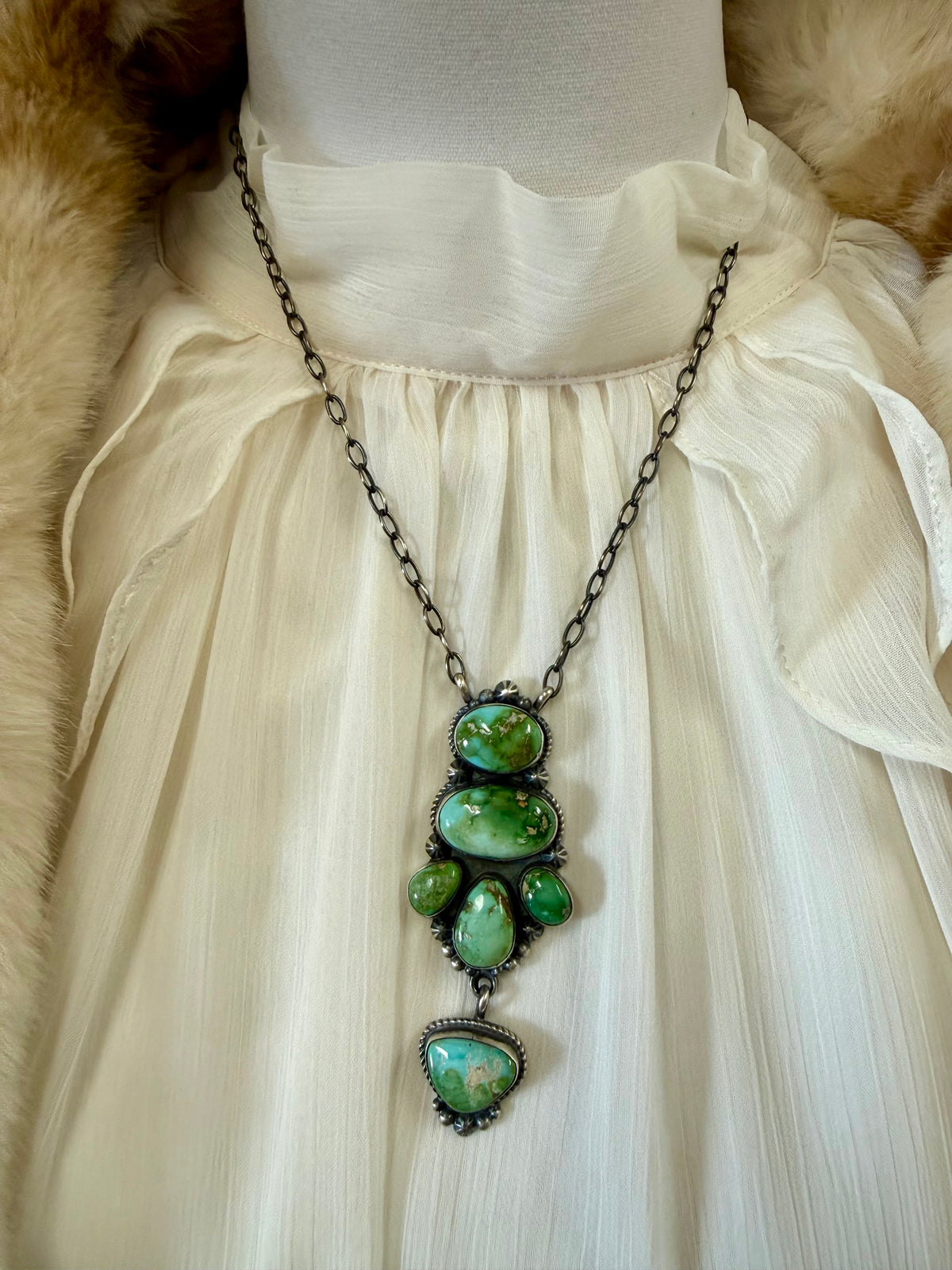 Sonoran Gold Turquoise Necklace, Green Turquoise Pendant, Southwestern Necklace, Sterling Silver Turquoise Jewelry, Western Statement
