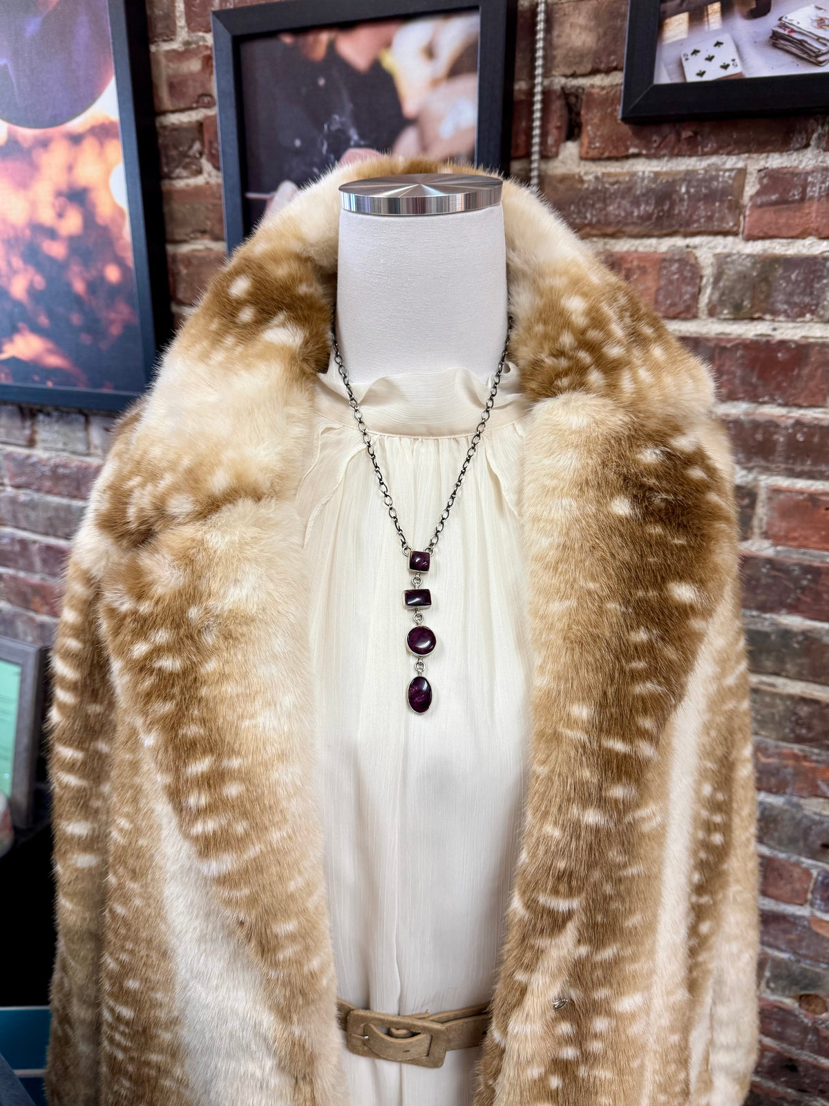 Spiny Oyster Lariat Necklace, Purple Spiny Oyster Jewelry, Southwestern Necklace, Spiny Oyster Pendant, Western Boho Necklace, Statement Jewelry