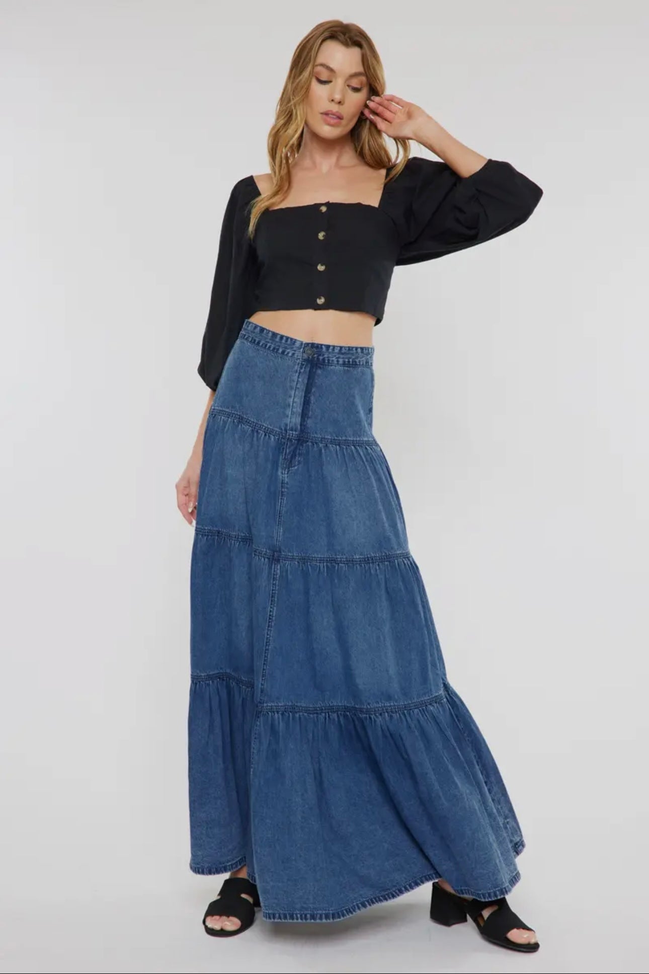 Kancan Ruffled Denim Skirt