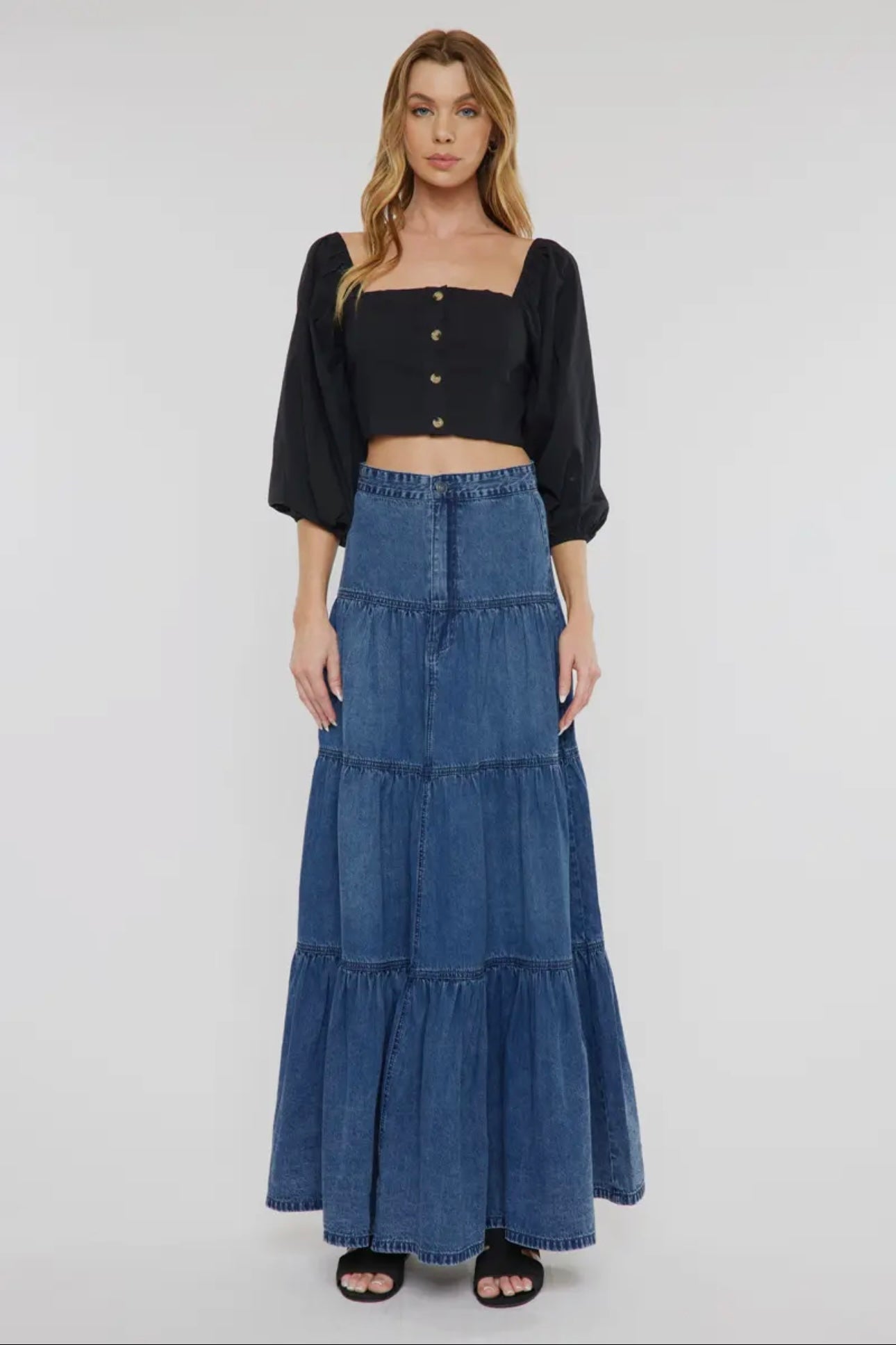 Kancan Ruffled Denim Skirt