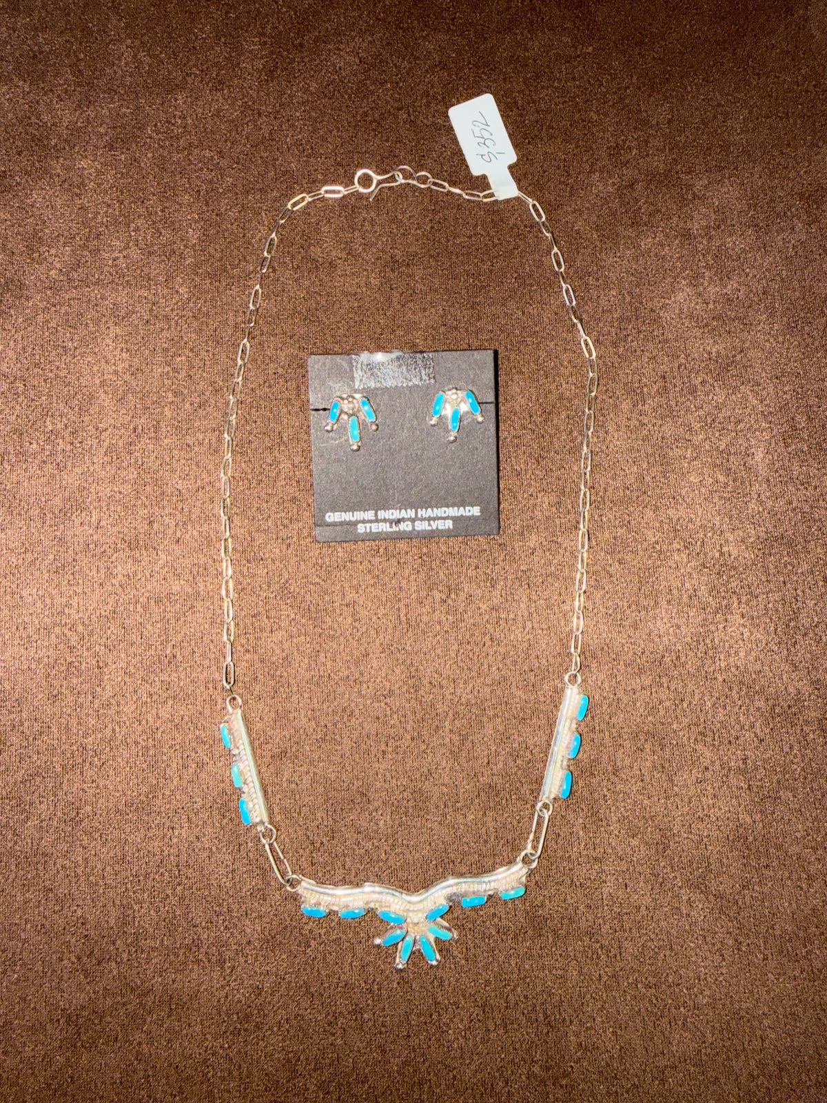 Turquoise Eagle Necklace & Earrings Set Sterling Silver | Genuine Navajo Handmade Southwestern Jewelry 2-Piece Set