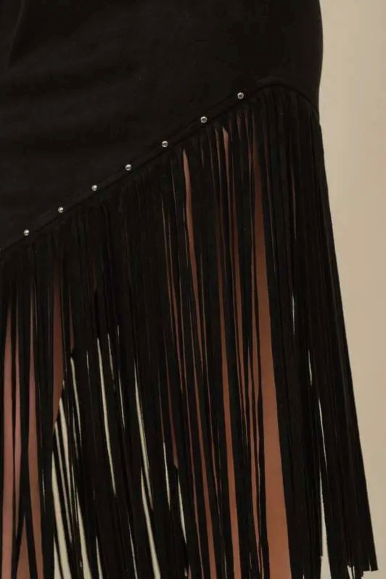 Western Fringe Suede Unbalanced Skirt