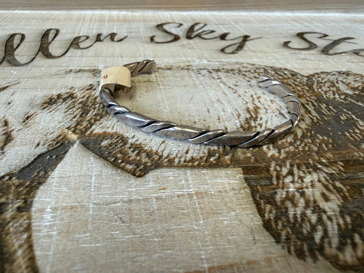 Sterling Silver Twisted Wire Cuff Bracelet, Hand Twisted Southwestern Cuff, Minimalist Stackable Silver Bangle, Unisex Gift