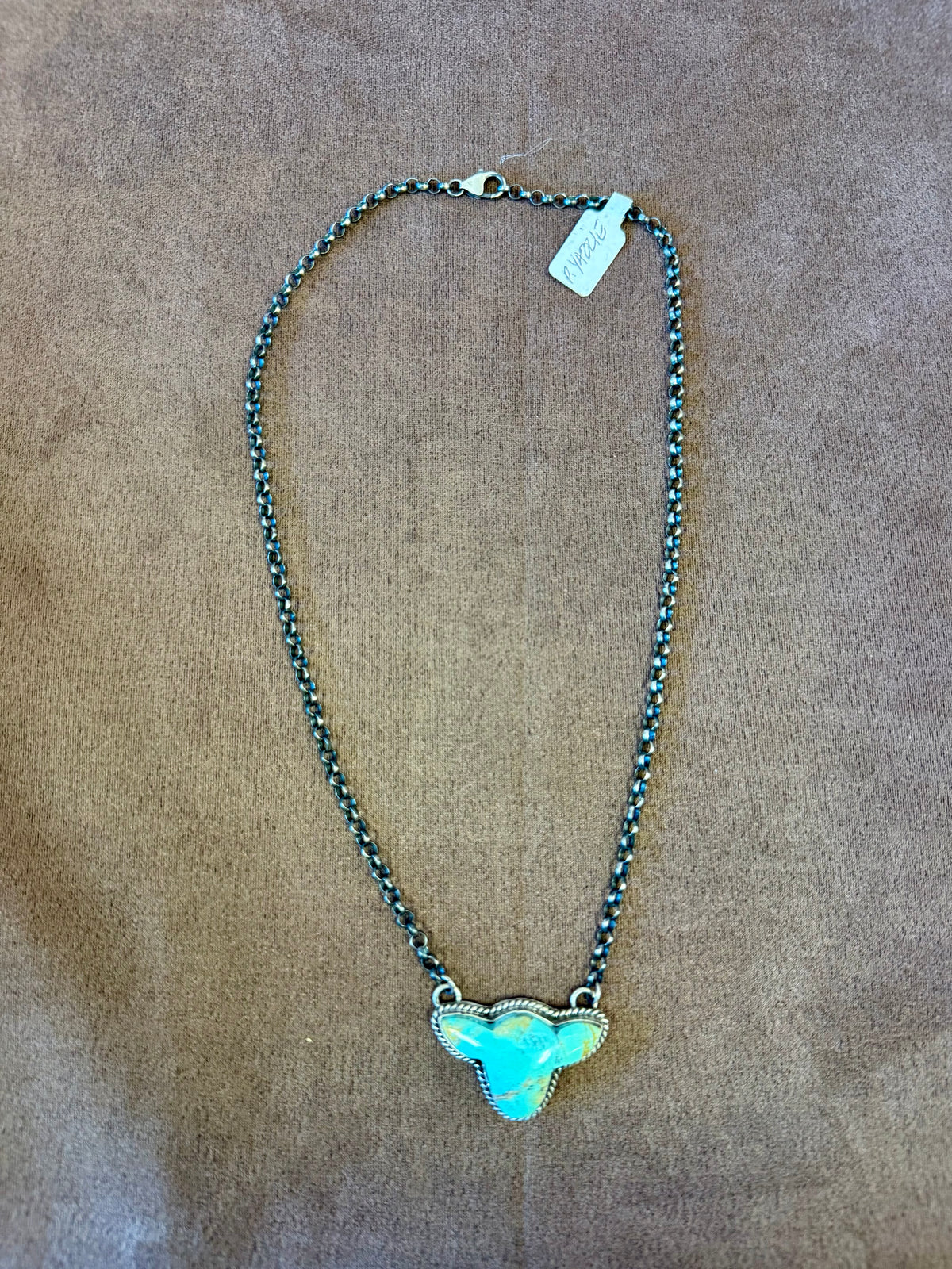 Highlander Cow Turquoise Pendant Necklace | Navajo Handmade by Paul Yazzie | Sterling Silver Statement Jewelry