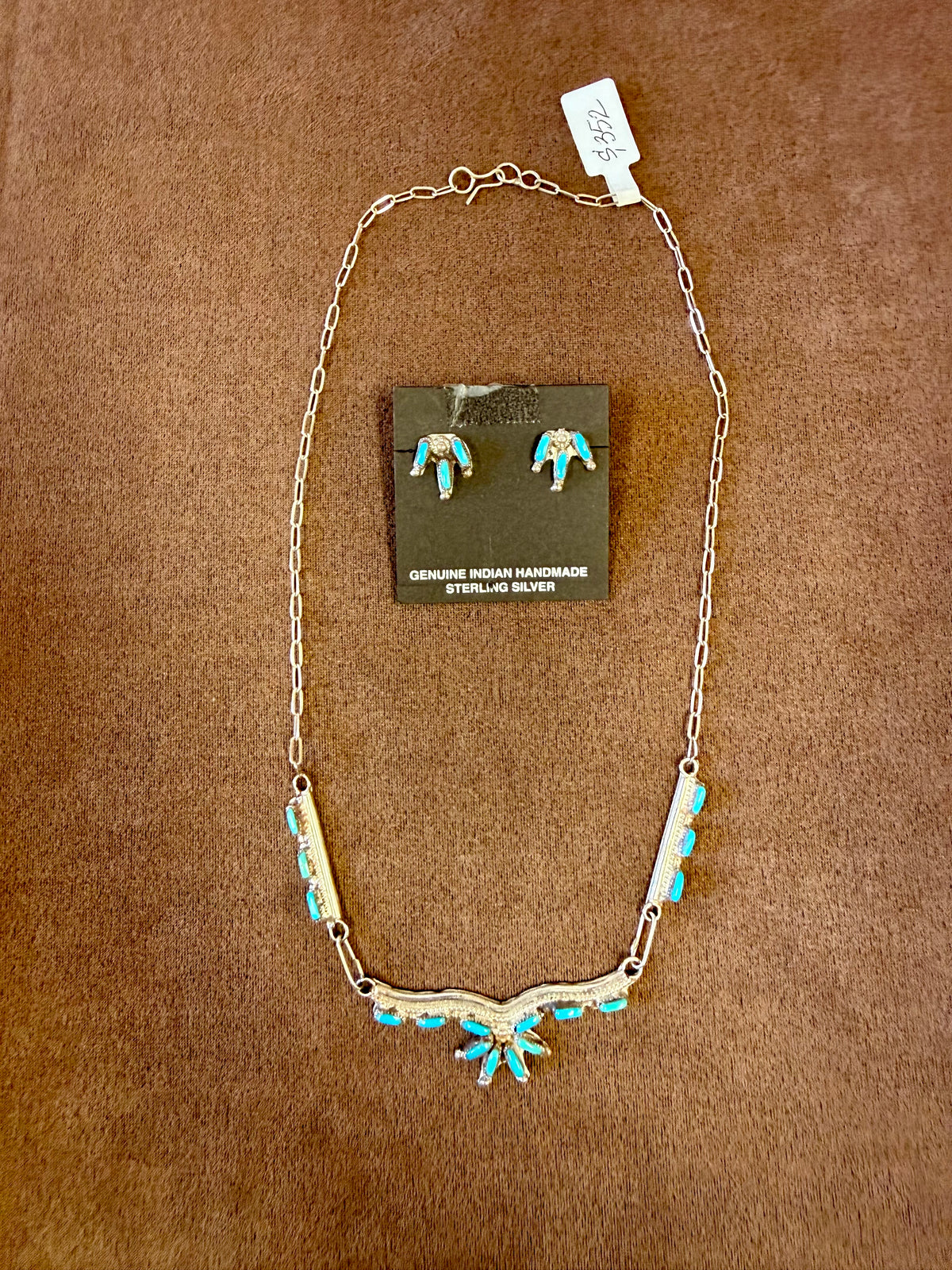 Turquoise Eagle Necklace & Earrings Set Sterling Silver | Genuine Navajo Handmade Southwestern Jewelry 2-Piece Set