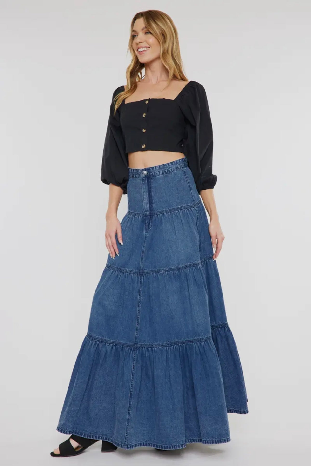 Kancan Ruffled Denim Skirt