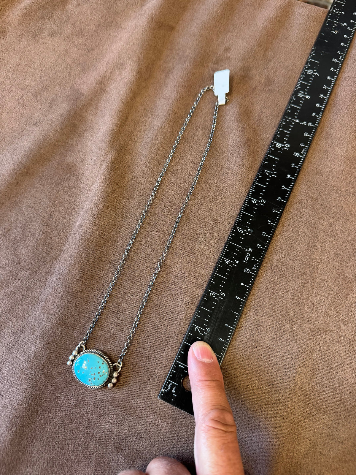 Turquoise Pendant Necklace Sterling Silver | Round Cabochon with Twisted Wire Bezel | Southwestern Statement Jewelry
