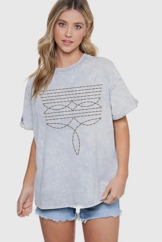 Cowboy Boots Stitched Graphic Tee