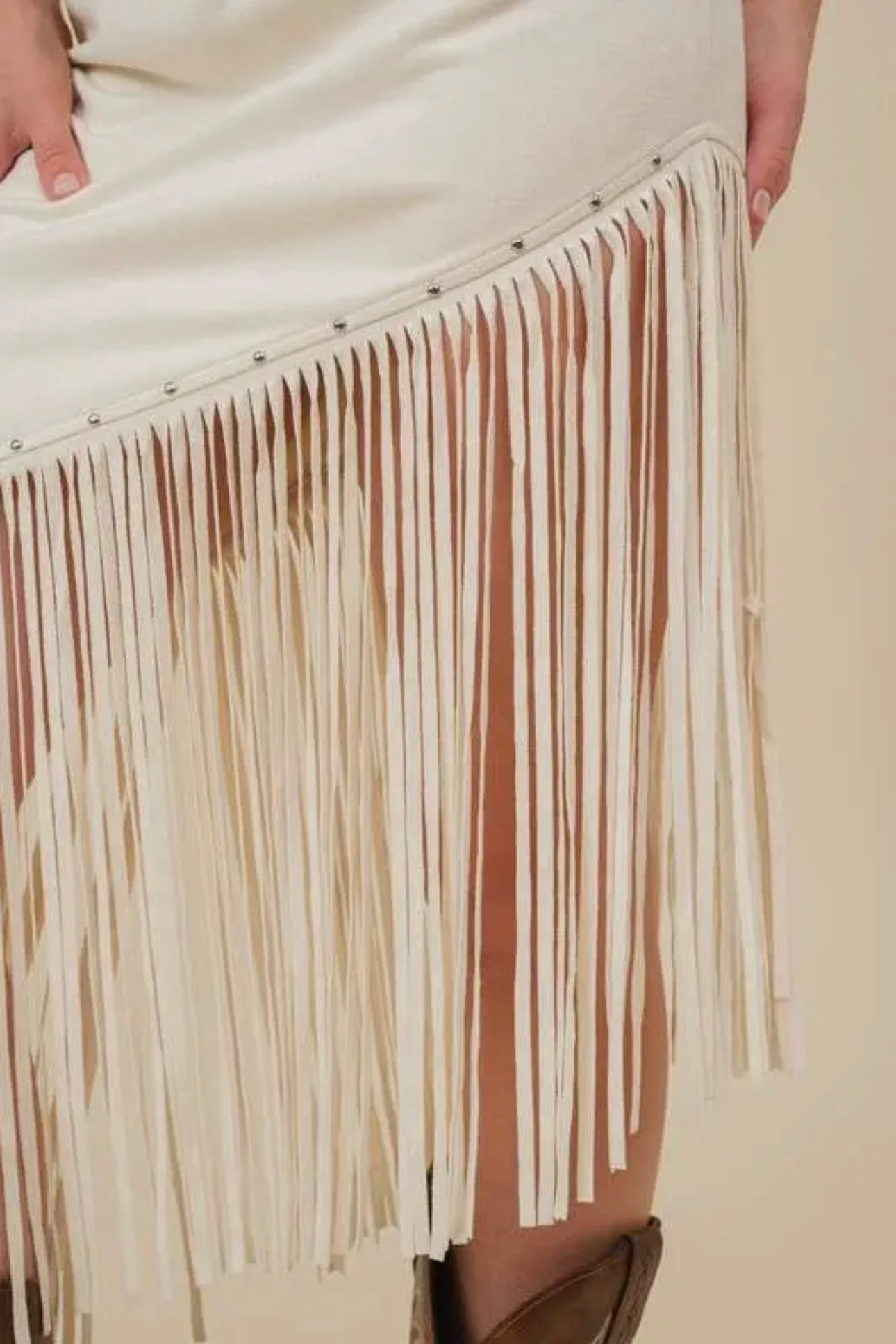 Western Fringe Suede Unbalanced Skirt