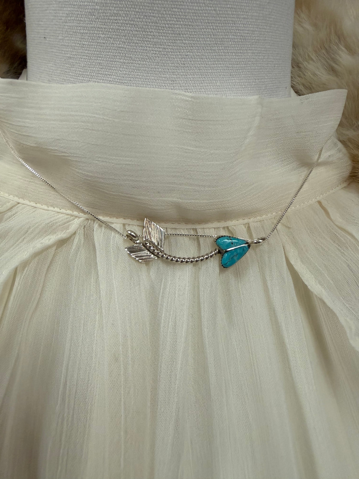Kingman Turquoise Heart & Arrow Necklace Sterling Silver | Handmade Southwestern Statement Jewelry