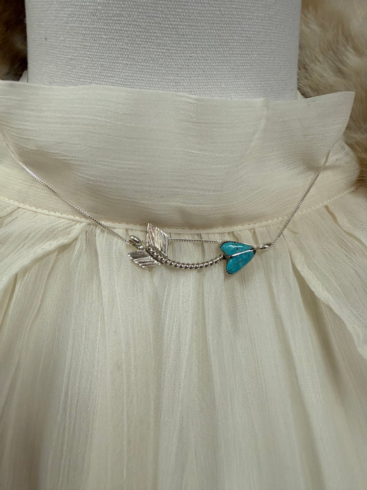 Kingman Turquoise Heart & Arrow Necklace Sterling Silver | Handmade Southwestern Statement Jewelry