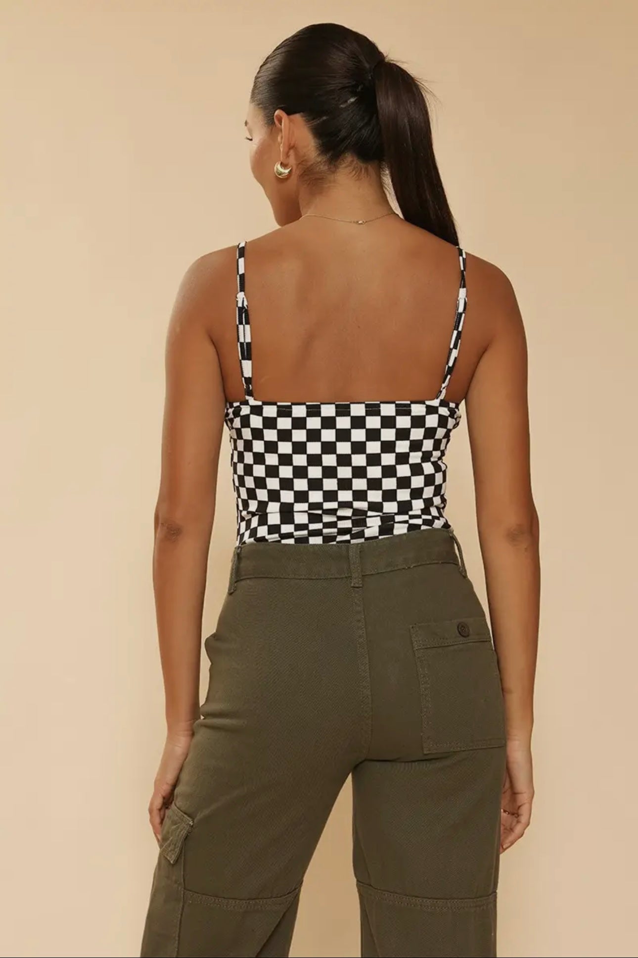 Checkered Ribbed Body Suit
