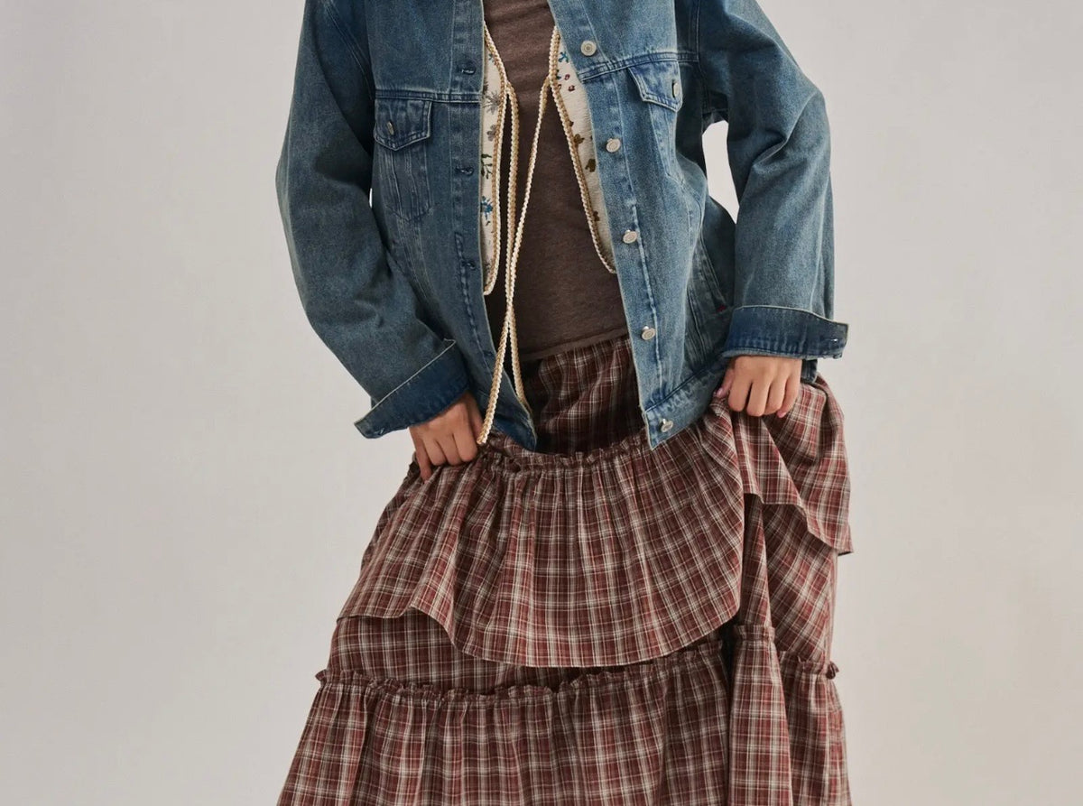 Medium Wash Denim Jacket with Embroidered Roping Cowboy Back Graphic