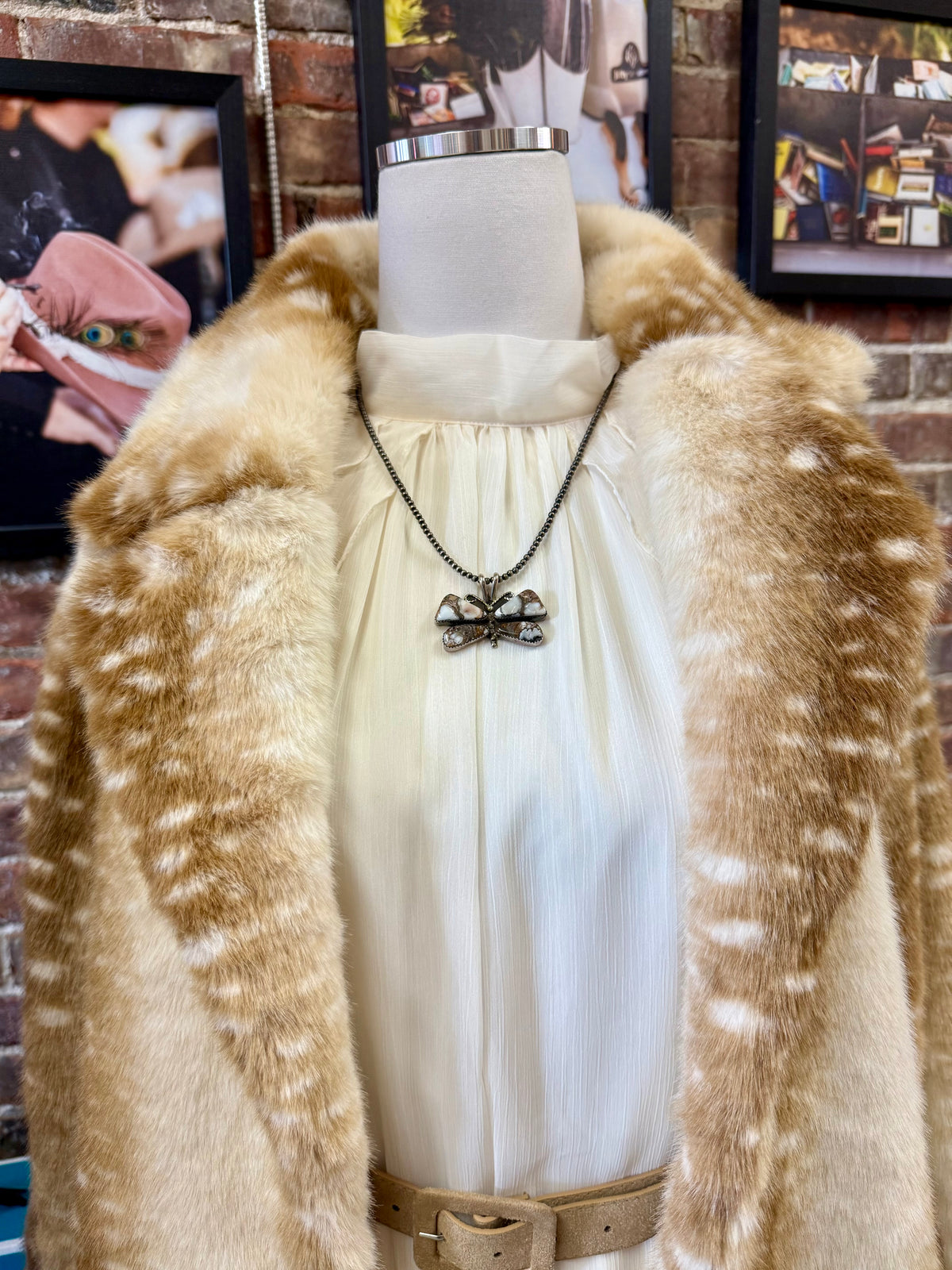 Wild Horse Butterfly Pendant Necklace Sterling Silver | Navajo Pearl Chain Southwestern Statement Jewelry