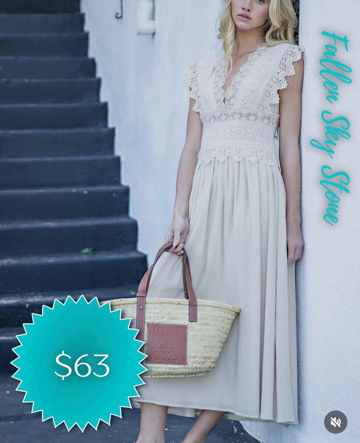 Cream Lace Flutter Sleeve Midi Dress with Eyelet Bodice