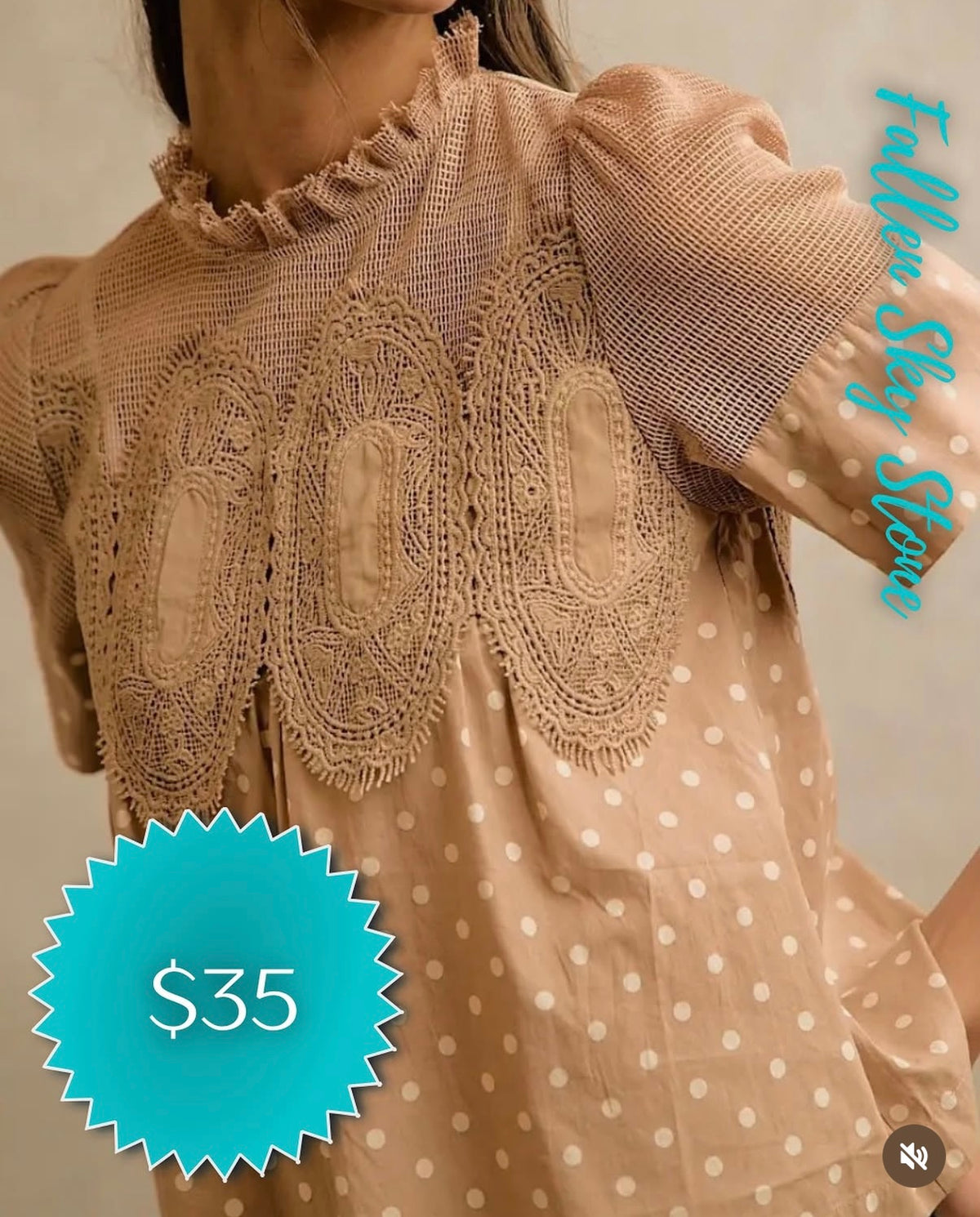 Polka Dot Lace Detail Top