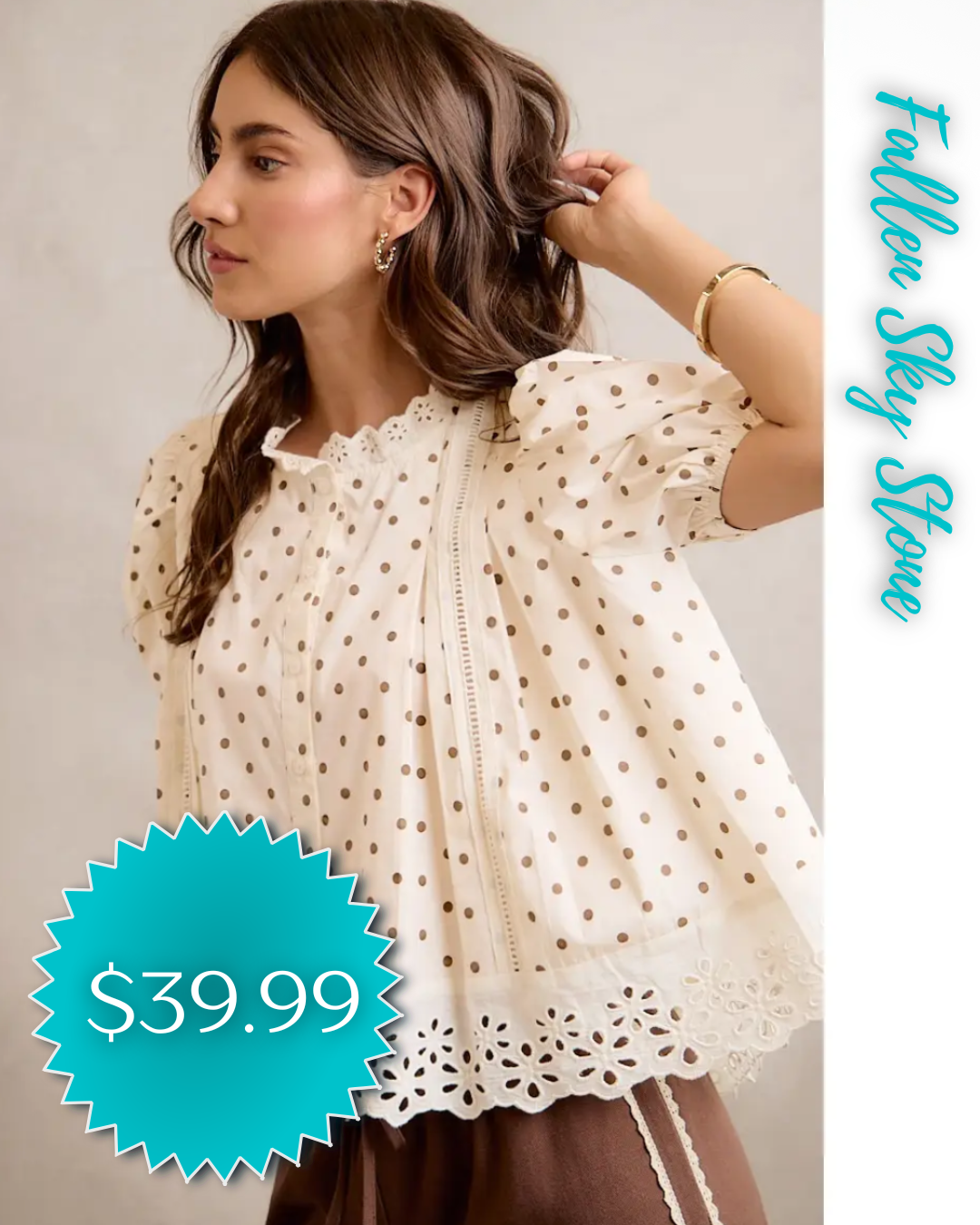 Polka Dot Puff Sleeve Blouse