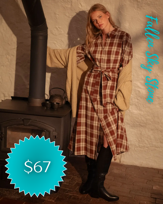 Plaid Button-Front Shirt Dress