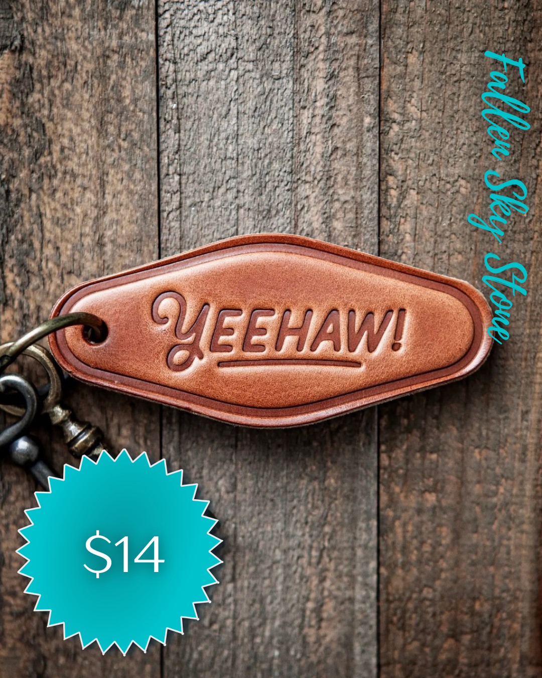 Yeehaw Leather Keychain