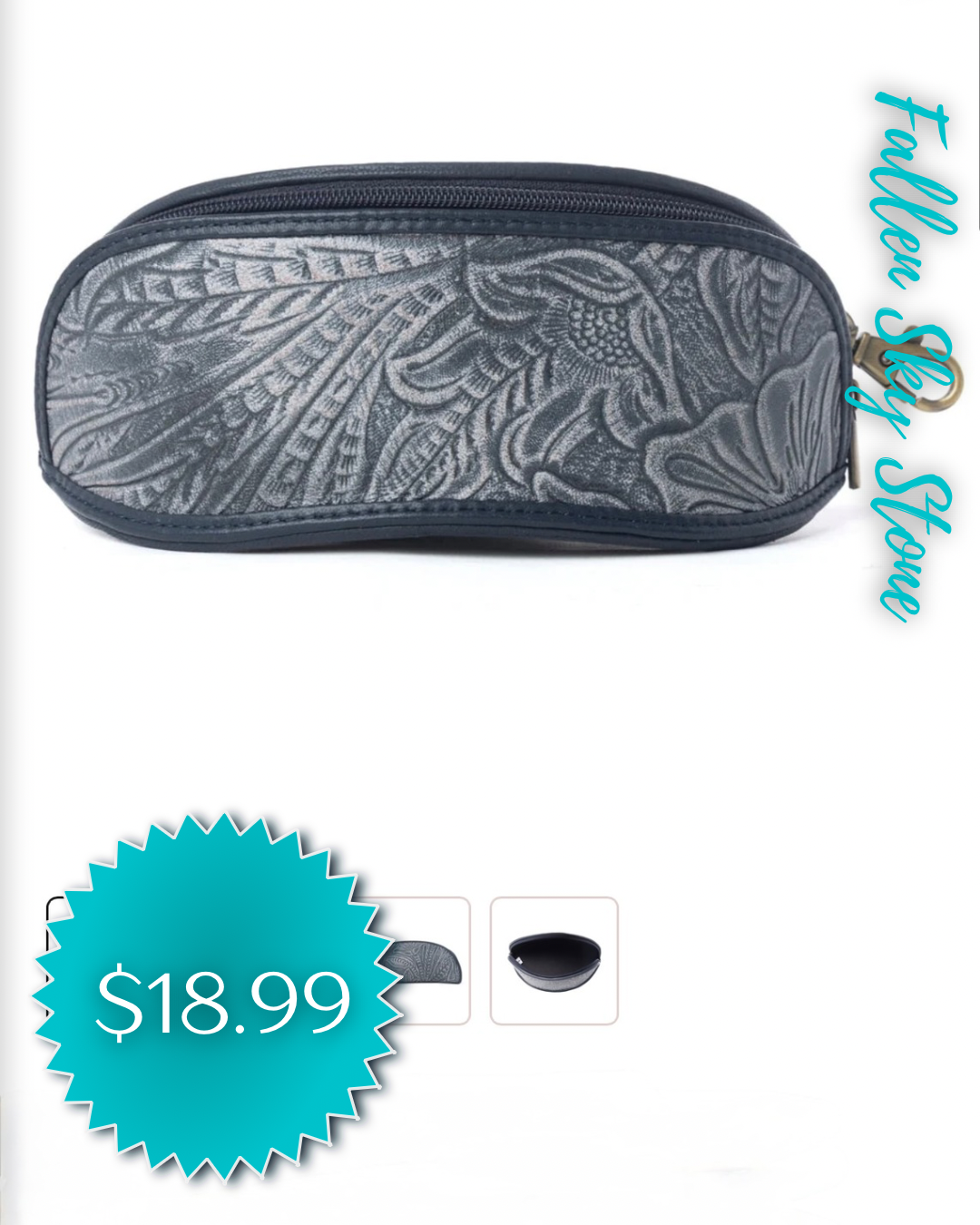 Myra Silver Floral Embossed Sunglasses Case