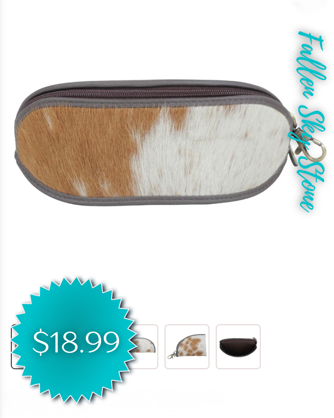 Myra Brown & White Cowhide Sunglasses Case