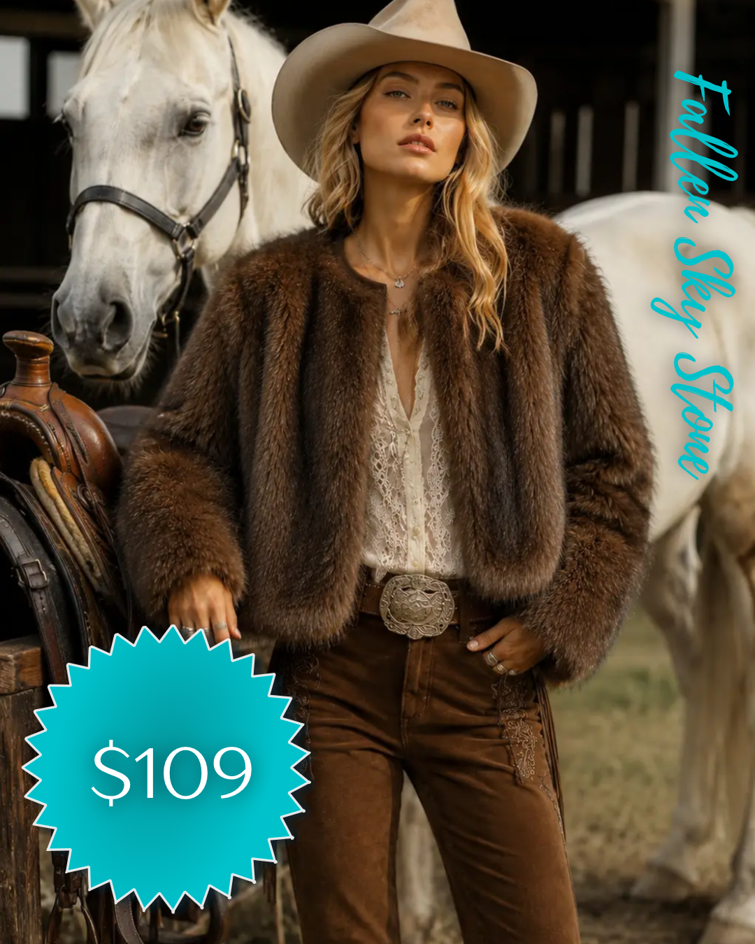 Chocolate Brown Faux-Fur Western Jacket