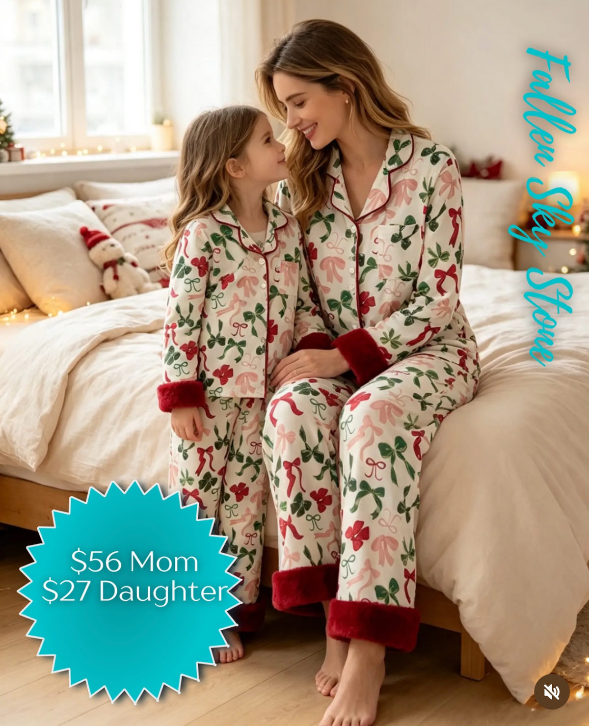 Merry & Bright Bow Christmas Pajamas - Mom